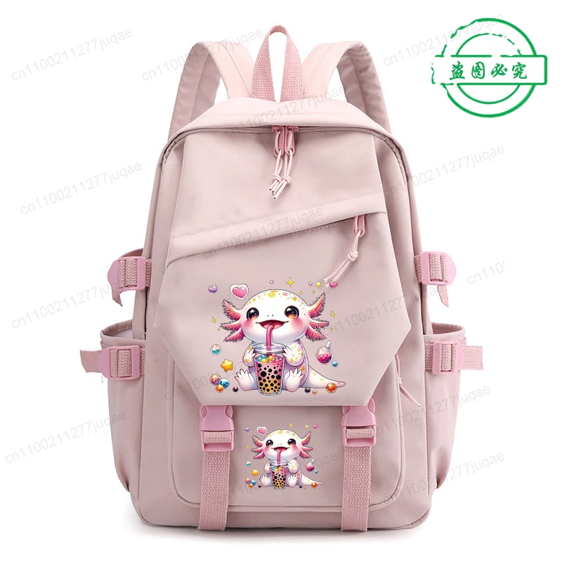 

Axolotl Drinking Boba Anime Backpack, Fashion Casual Backpack,College Student Schoolbags,back To School Bagpack,anime Mochilas
