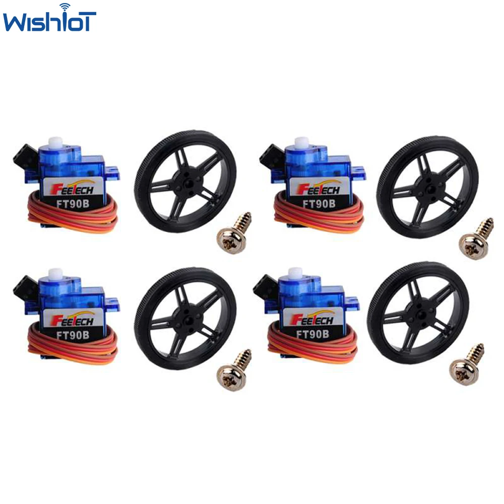 

4PCS Feetech FT90B Micro Digital Servo 1.5kg 9g Mini Servo Motor 180 Degree POM Plastic Gears+Wheel for RC Remote Control Car