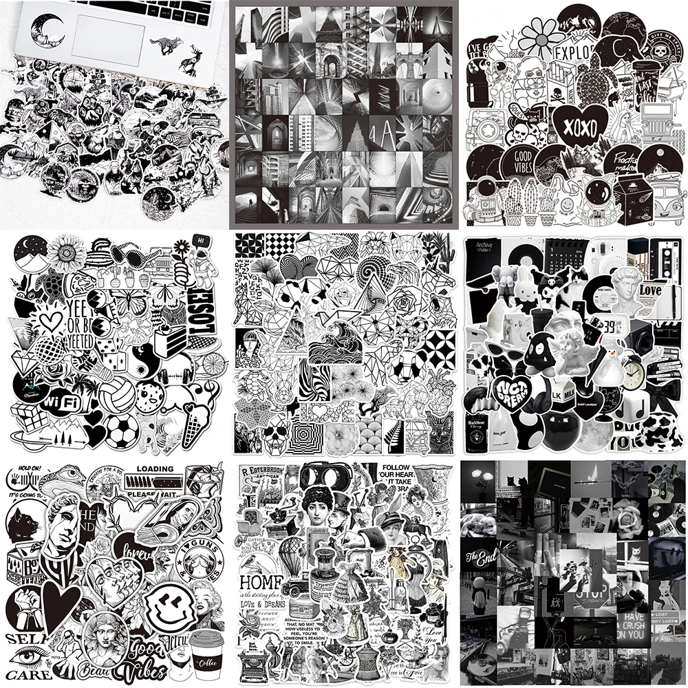 

10/30/50 шт. черно-белые наклейки серии художественная архитектура граффити шлем ноутбук скейтборд ноутбук DIY украшения оптовая продажа