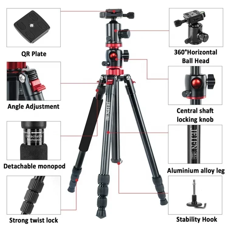 Trépied vidéo en aluminium de 2m, trépieds professionnels pour caméra