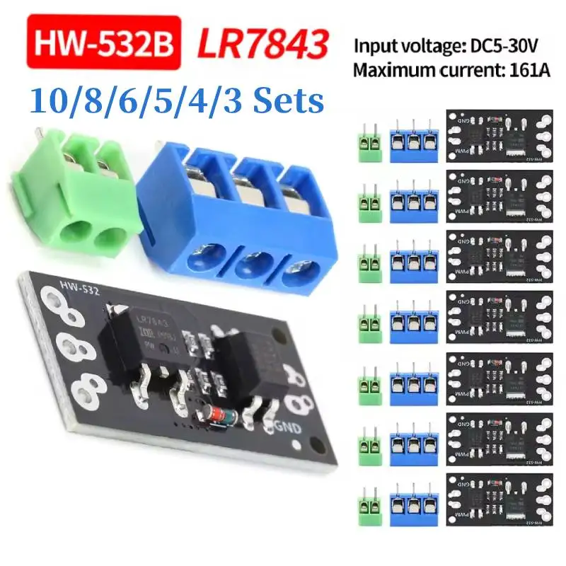 10/8/6/5/4/3 Sets HW-532B LR7843 PWM Speed Regulation Isolated MOSFET MOS Tube FET Module w/Optocoupler DC5-30V 161A