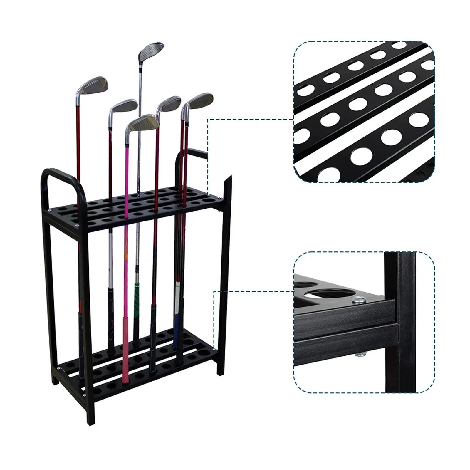 

Golf Club Rack Golf Putter Rack Holder Golf Accessories Storage Stand Metal Golf Club Shelf Holds 27 Rods for Garage Indoor