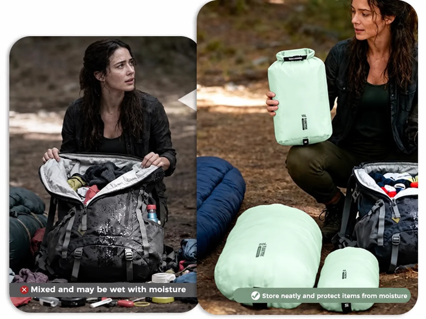Ultraleichter wasserdichter Trockensack PU8000MM Schwimmen Camping Wandern Aufbewahrungstasche Reisegepäck-Organizer Kleidersack 9L 15L 20L – Detail 6