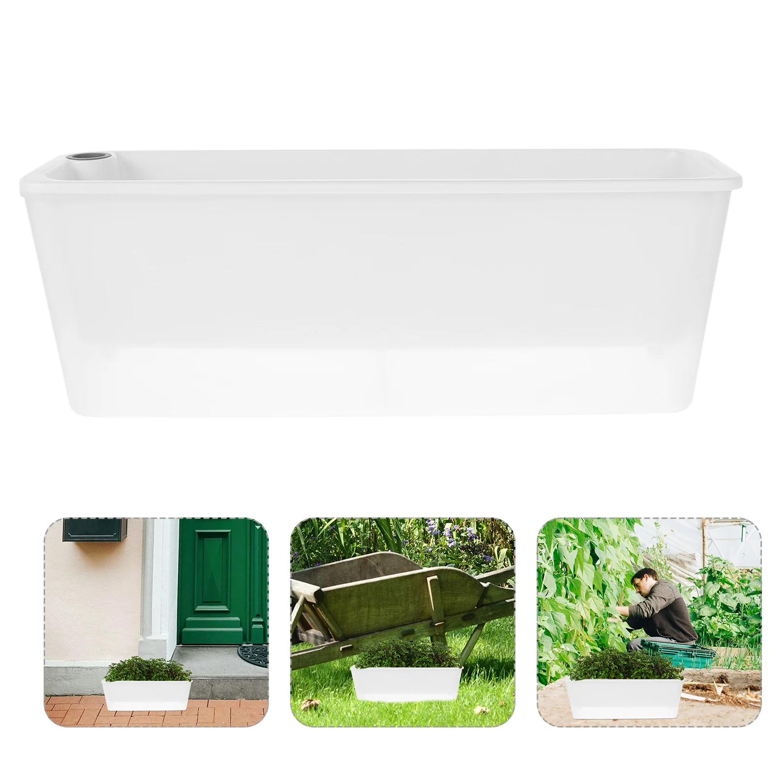 Planting Box Water Storage Flower Pot Rectangle Planters Herb for Indoor Plants Pots Window Boxes As Windowsill Long Outdoor