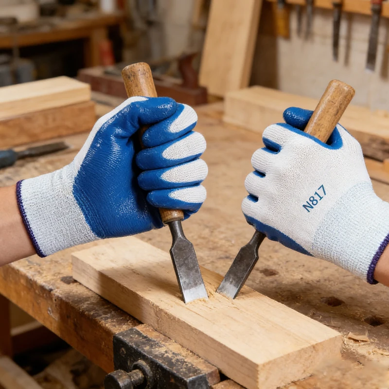 

12pcs Simplified Blue Nitrile Safety Gloves Labor Protection Gloves for Working Construction Sites Security Protection Gloves