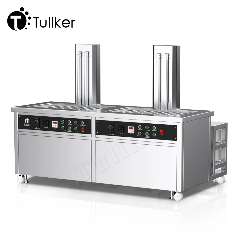 Customized Two Tanks Ultrasonic Cleaner Agitation Lift System Rinse Filtration Repair Shop Factory Save Human Labor 45L To 1000L