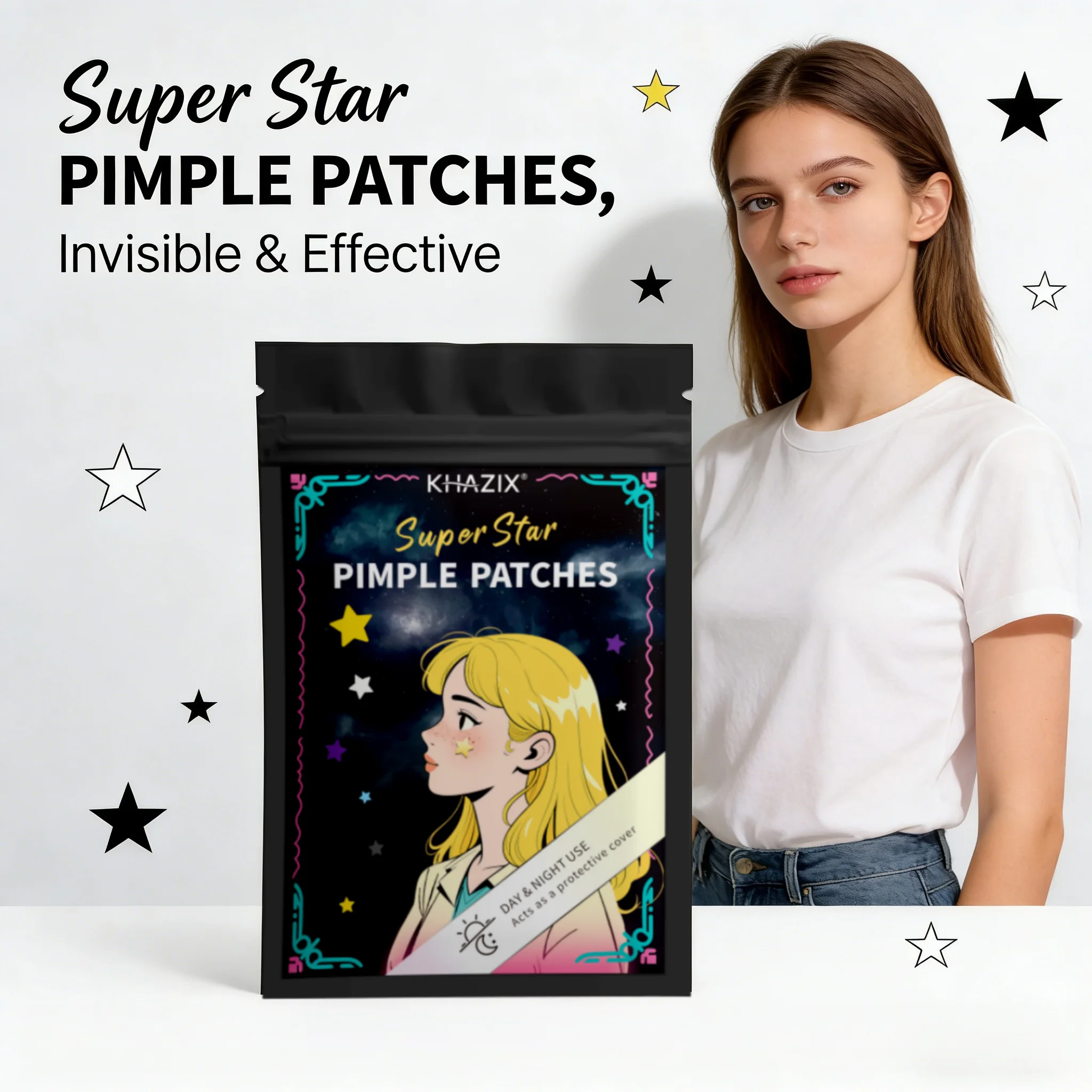 200/320/400pcs - Acne Patch, Suitable for Both Men and Women, Adult Black Star Pattern - Suitable for all skin types, acne clean image 3