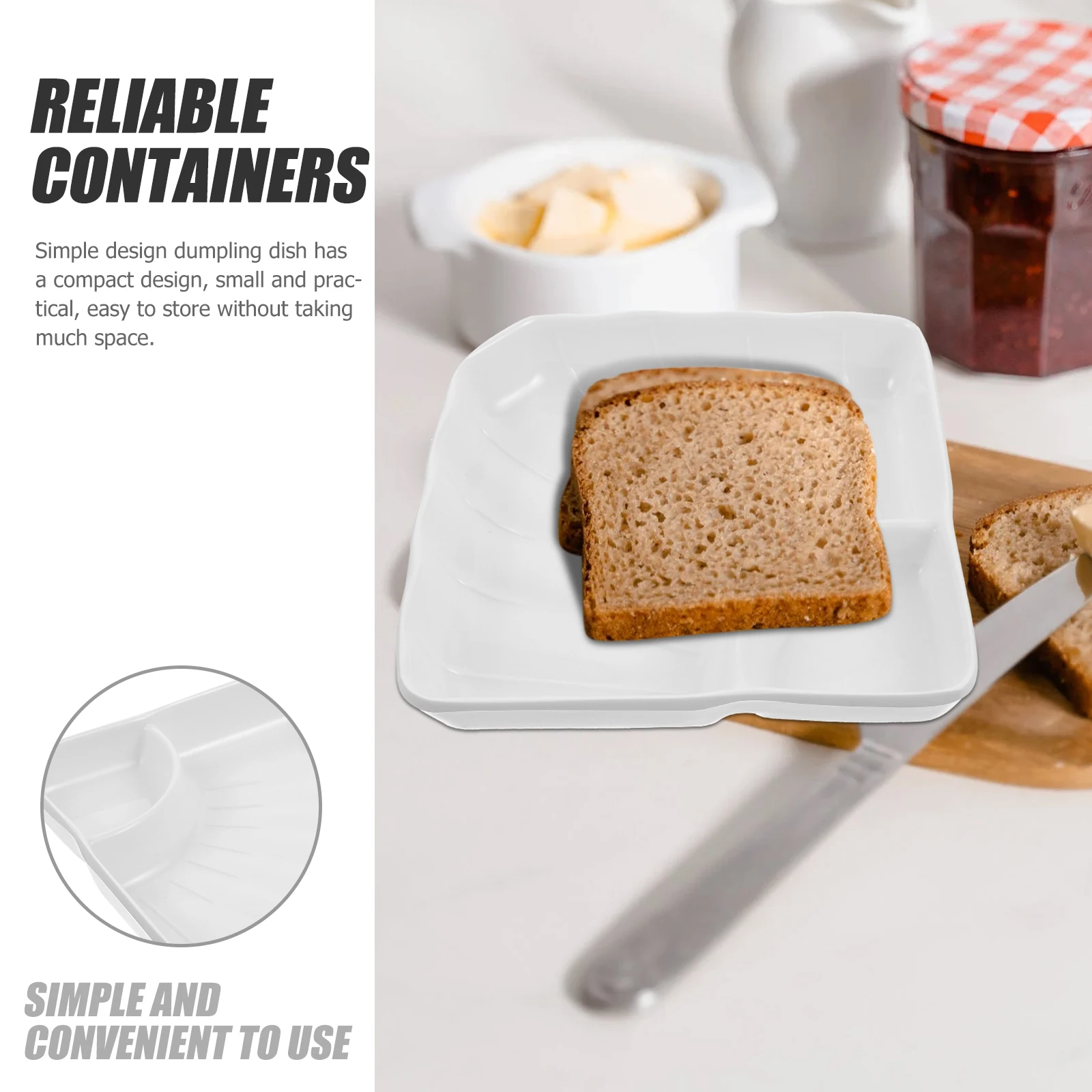 

2Pcs Dumpling Plate Sauce Tray Compact Design Food Serving Platter Anti Fall Easy Clean Dumpling Plate