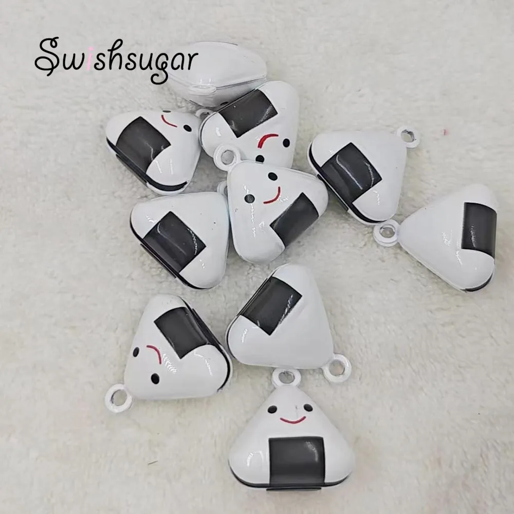Enamel Cute Sushi Cartoon Jingle Bell Charms Pendant Jewelry Christmas Cat Dog Handmade Crafts Accessories