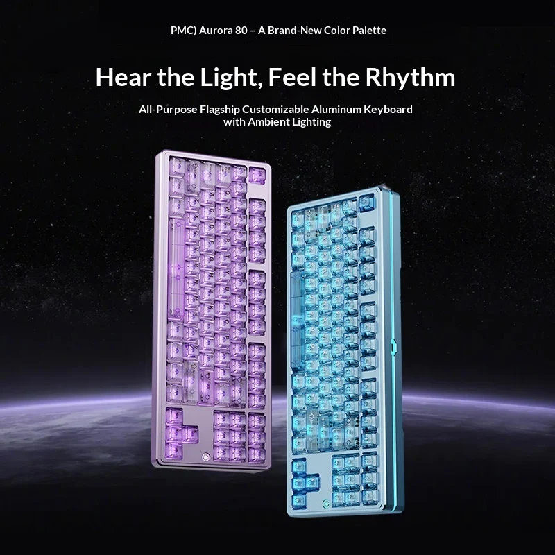 PMO Aurora 80 Mechanical Keyboard 87 Keys Tri Mode Wireless Bluetooth 2.4G Custom Gaming Keyboard with RGB Lighting for PC