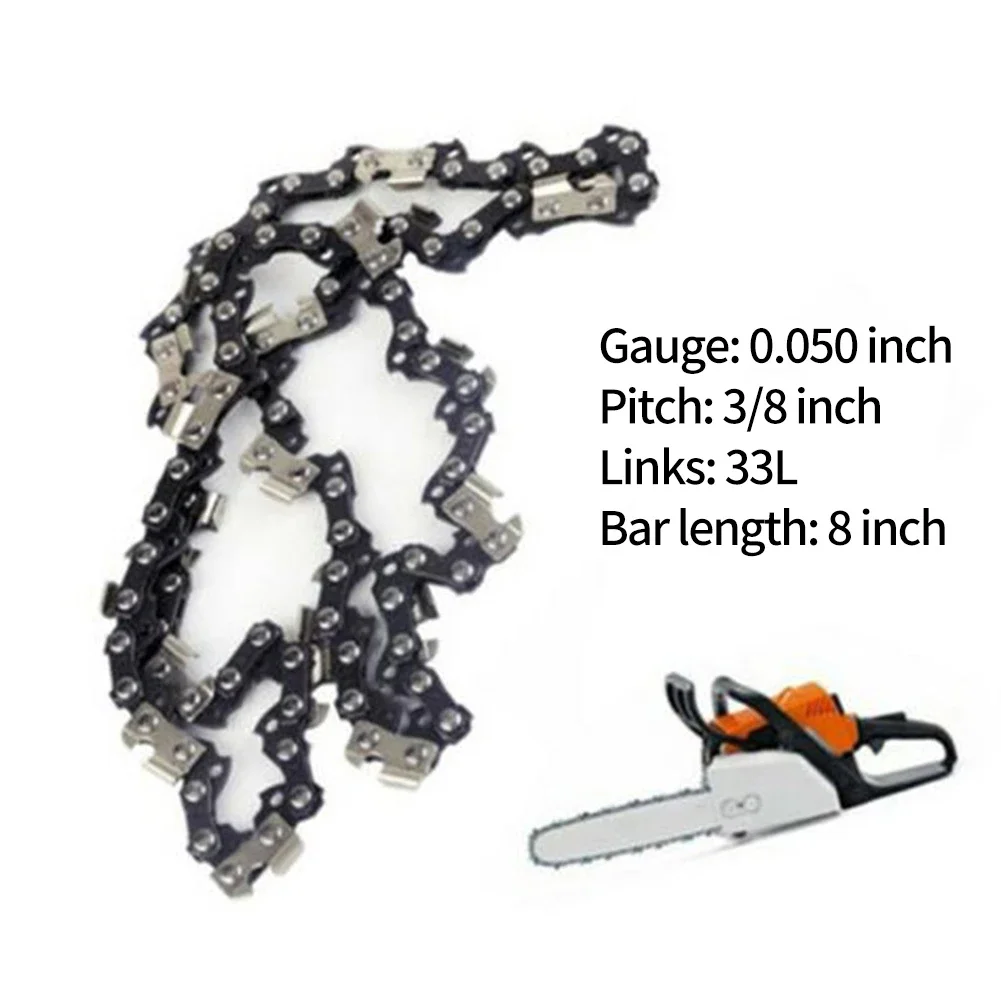 3/8 Inch Metal Saw Chain 0.050 Inch  33L Saw Chain Sharps Blade Saw Chain 8 Inch Bar Length Rust-proof  Saw Chain