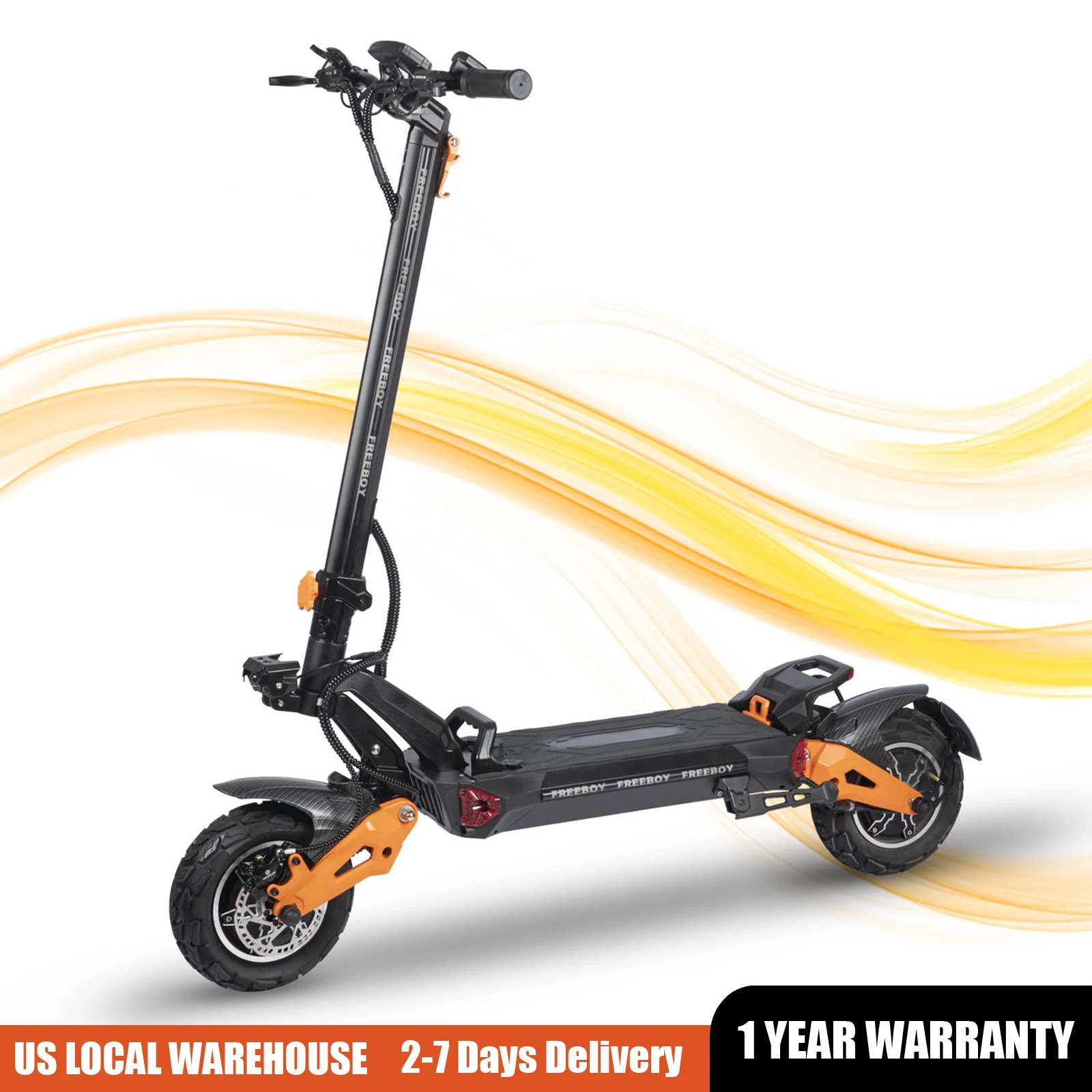 Scooter elétrico rápido FREEBOY 6000W para adultos, motor Daul 50mph, 60V 30Ah, pneus off road de 11 '', alcance de 55 milhas, eScooter dobrável