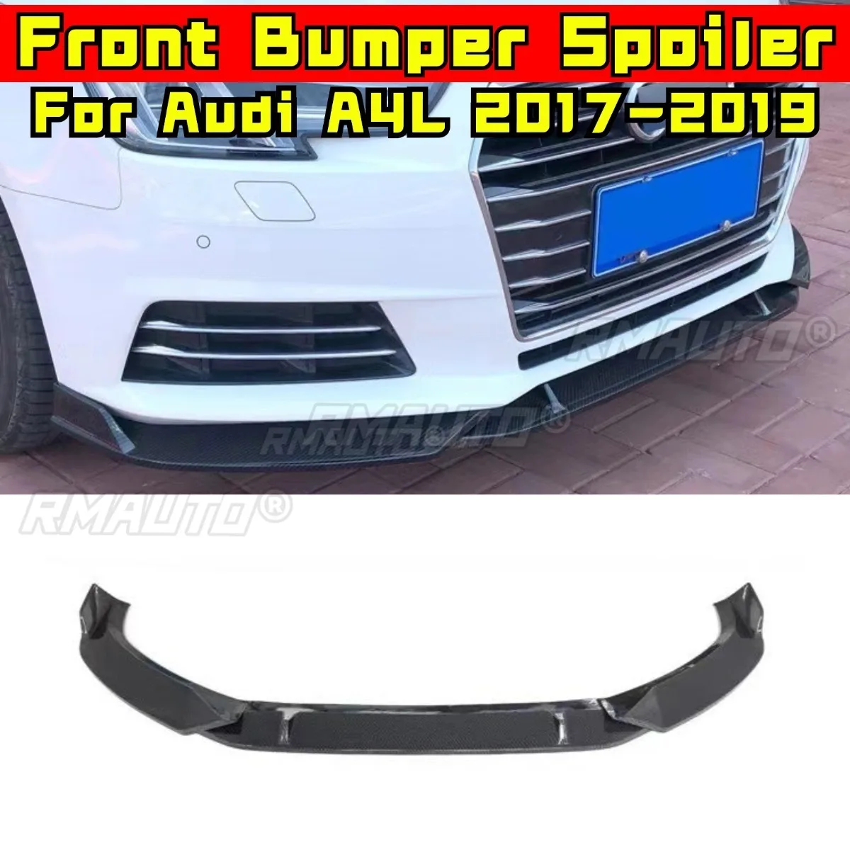 

For Audi A4L 2017-2019 Car Front Bumper Lip Splitter Diffuser Car Accessories Gloss Black Bumper Protector Modification Part