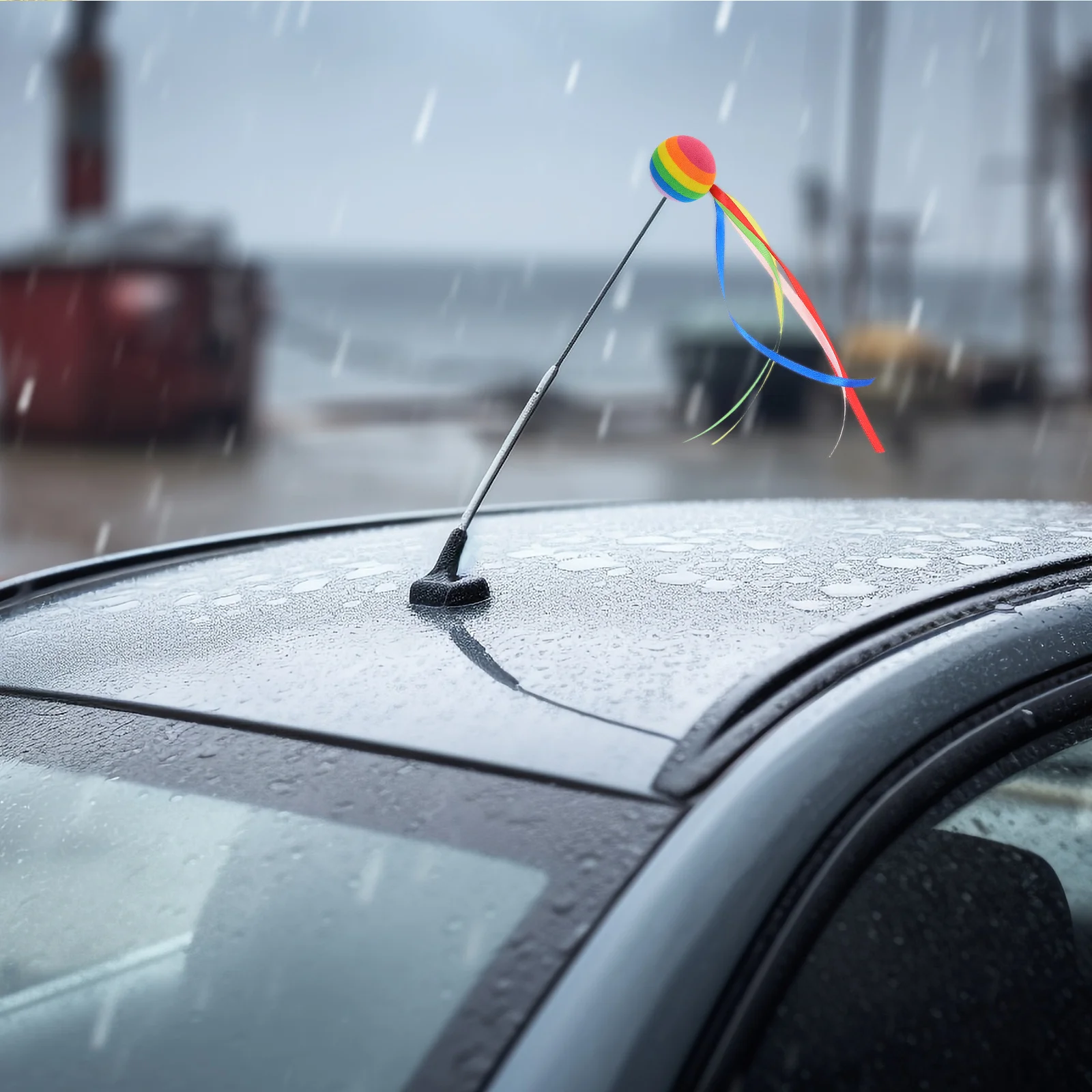 

Car Antenna Ball Cute Vehicle Antenna Decoration Exterior Ribbon Ball Roof Accessory Automotive Ornament Car Roof Decor