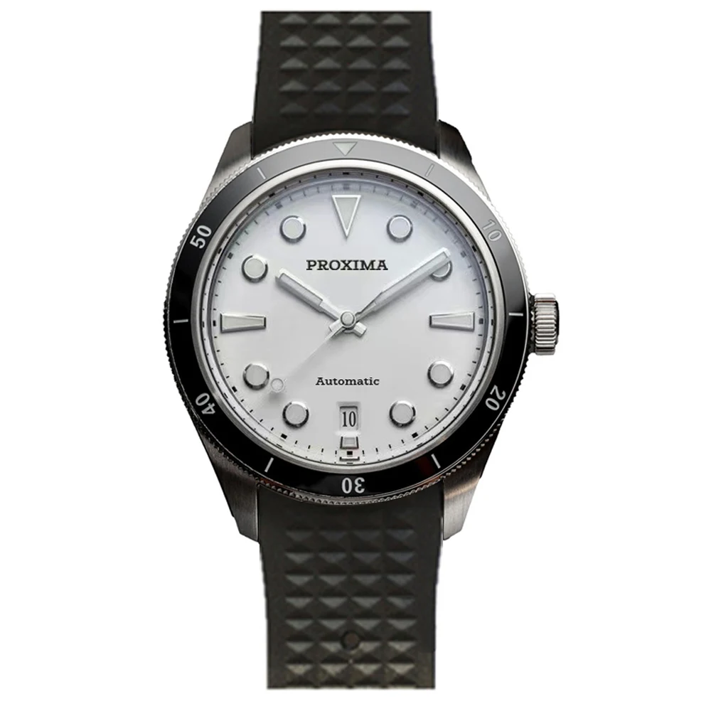 Proxima PX1697 39mm Männer Beobachten Sie weiße Email Zifferblatt Blase