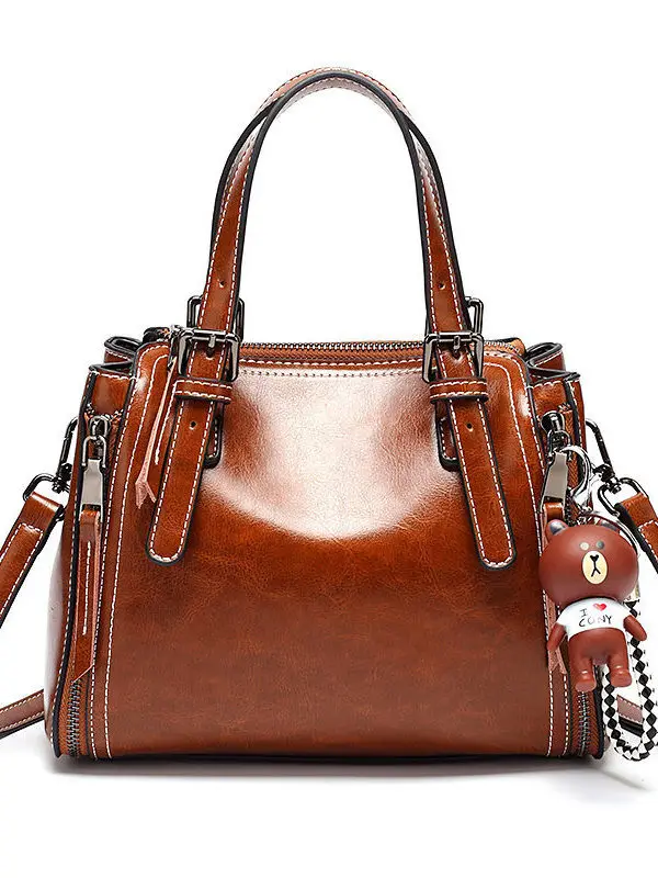 

Genuine Leather Women's Handbag Small Crossbody oulder Bag Waxed Leather Retro Sle Bag for Women Spring 2025 Trend