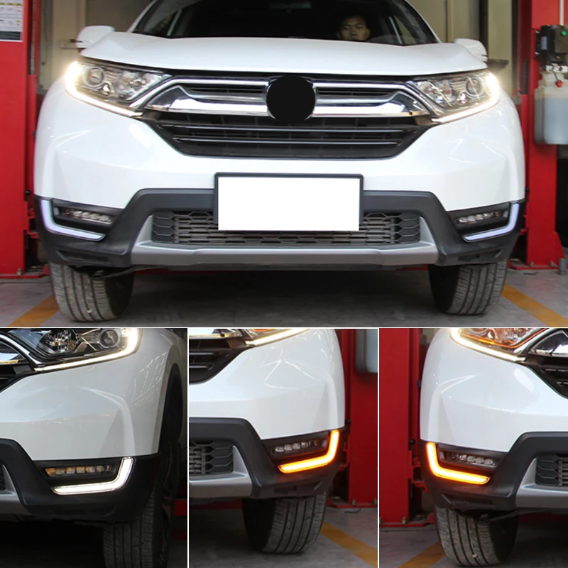 اكسسوارات السيارات لهوندا CRV CR-V 2017 2018 2019 المصد الأمامي 12 فولت LED النهار تشغيل ضوء LED مصباح تجديد أضواء الضباب 2 قطعة