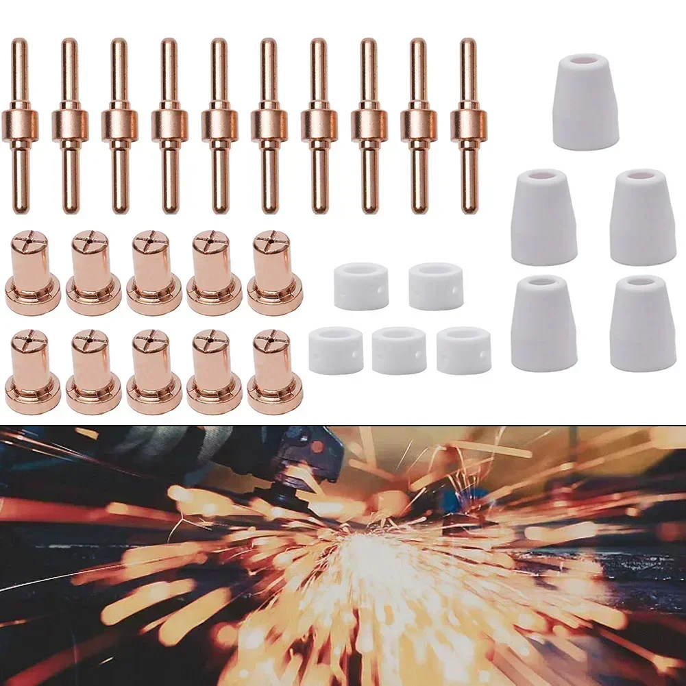 30 Pcs Plasma Cutter Torch Electrodes And Nozzles Kit CUT-40 LGK-40 PT-31 Consumables Shield Cup Welding Accessory Set