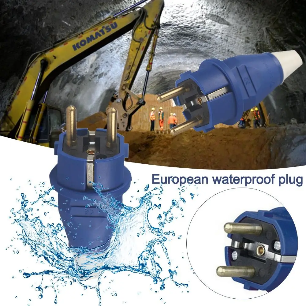 EU Plug 16A Industrial Plug Socket IP44 2P+E EU Specification Cable Wire Connector DIY Adapter 2 Pin Industrial Plug Socket