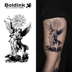 Archangel Michael Vanquishes The Demon Temporary Tattoo,Lasts To 15 Days New Technology Magic Waterproof Semi Permanent Sticker.