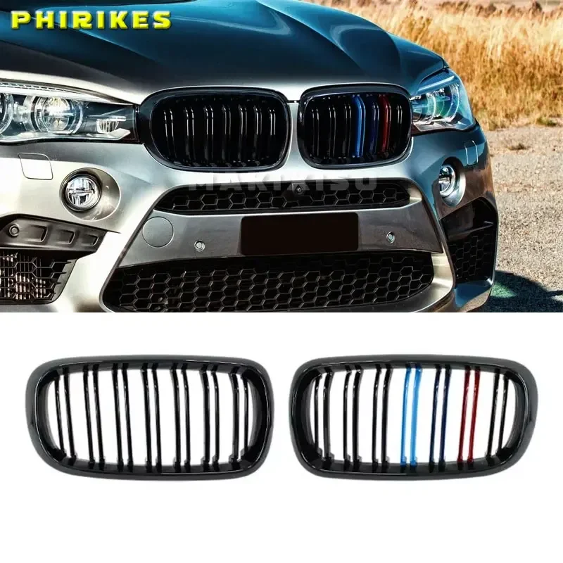 

Glossy Black Front Kidney Sport Grill Grille Single Slat For BMW X5 F15 X6 F16 X5M F85 Mesh Replace Racing Grills