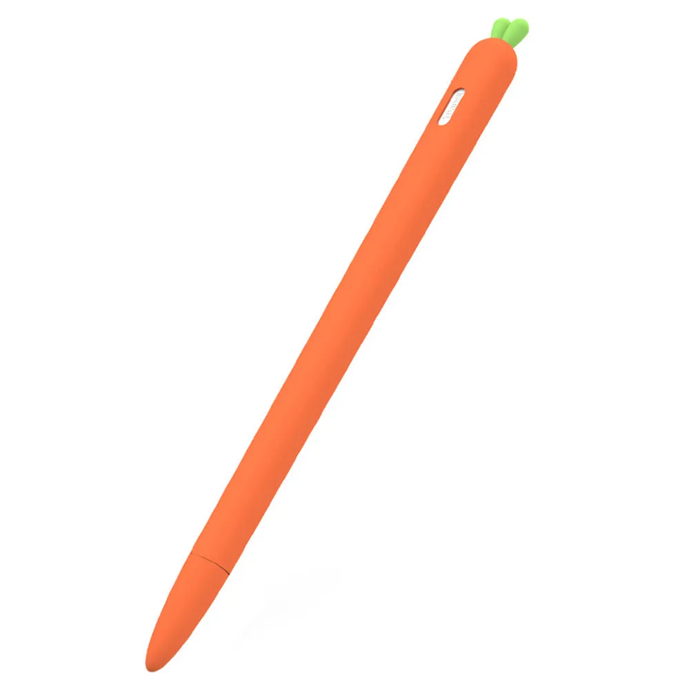 Carrot Stylus Sleeve Cover Orange Silicone Grip Holder Compatible Pencil 2 Anti-Slip Protective Cover Reduce Finger