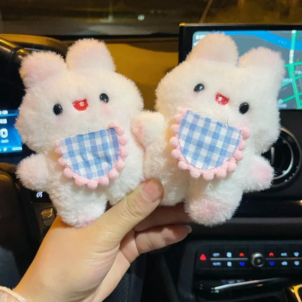 Porte-clés lapin de dessin animé pour enfants, joli jouet en peluche blanc, porte-clés beurre lapin, cadeau pour enfants, ornement de cartable