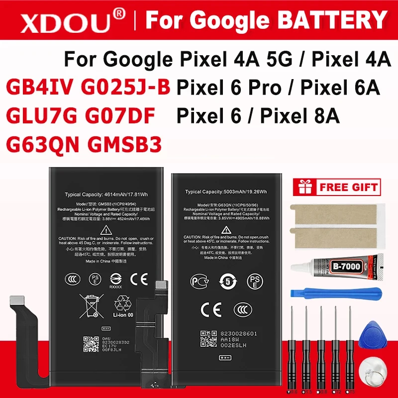Brand New GB4IV G025J-B G63QN GMSB3 GLU7G G07DF For HTC Google Pixel 4A 5G Pixel 6 Pro 6A Pixel 8A Mobile Phone Batteries