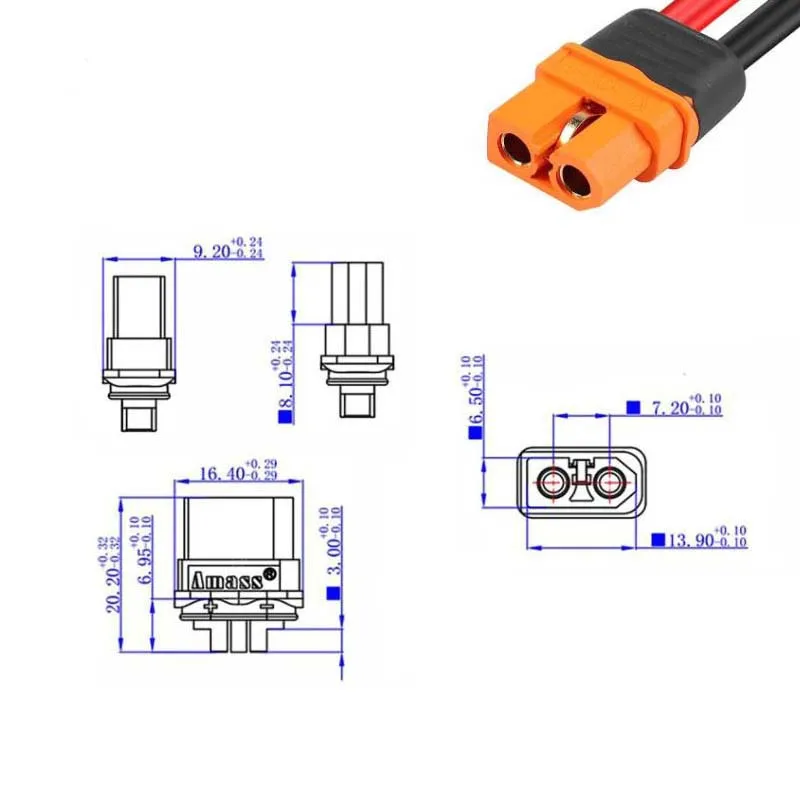 1PCS XT60I-F female head with 8mm inner hole O-type battery terminal wire, solar panel outdoor power connection wire
