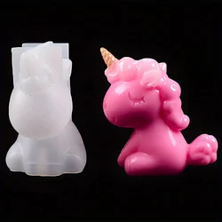 Transparent Unicorn Silicone Epoxy Resin Molds Animal Handmade Aromatherapy Candle Making Form Decoration Tool