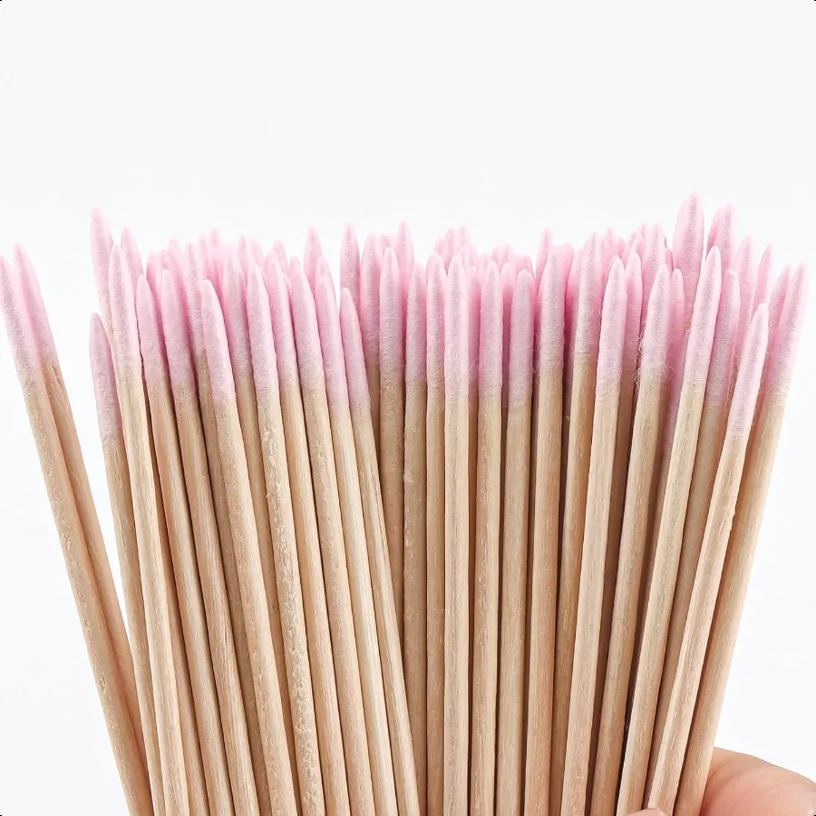 500pcs  Micro Applicators BrushCotton Swabs Pointed Tip Tattoo Permanent plies Makeup Cosmetic Applicator Sticks Pink Long doub