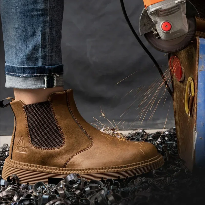 Stahlkappen-Arbeitsschuhe für Herren, wasserdichte Sicherheitsschuhe aus Leder, robuste Sicherheitsschuhe für Industrie und Bauwesen mit Stahlkappe_voghion.com