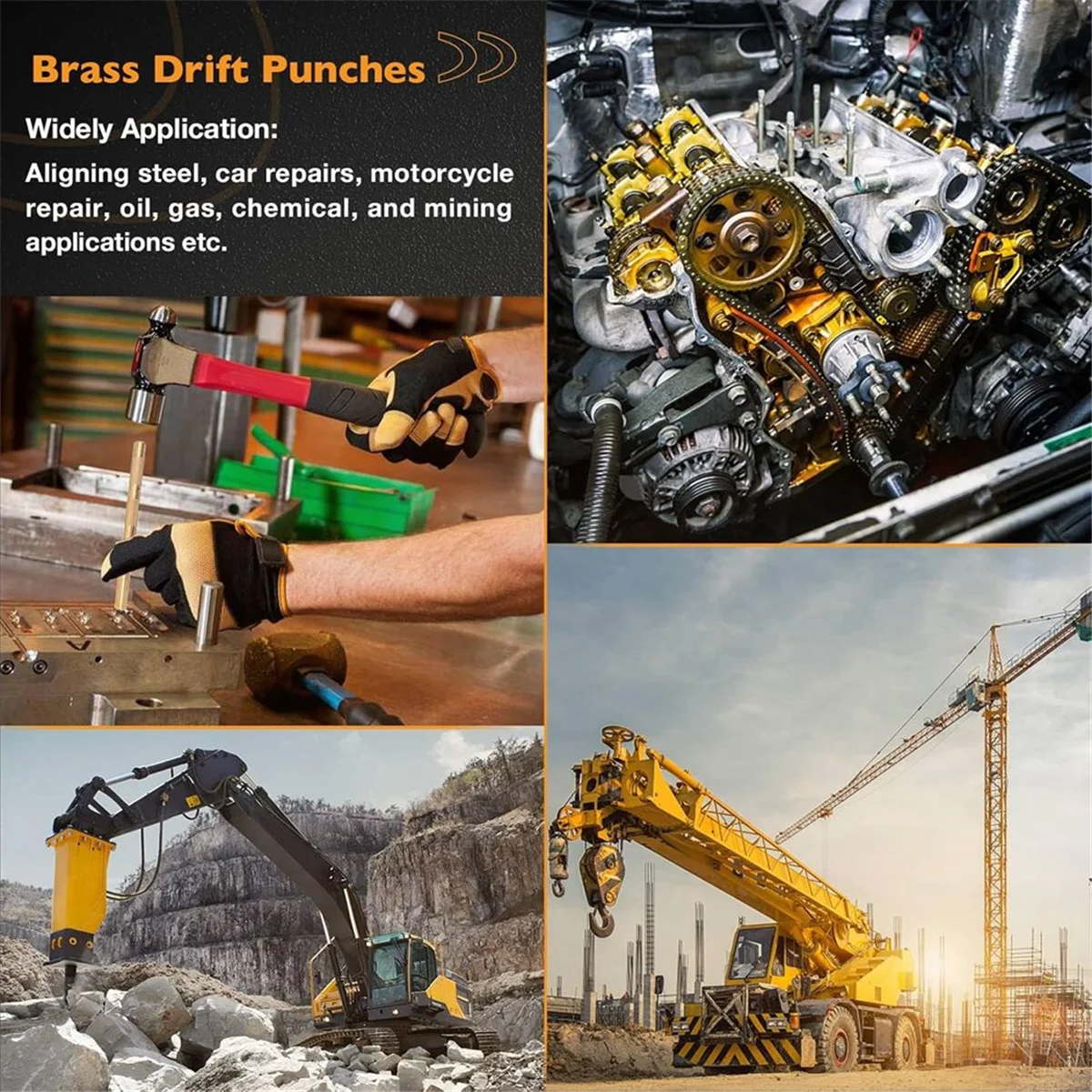 Jeu de poinçons à dérive en laiton AT16, 25075 25076 25077 poinçons en laiton 3 pièces avec 3/4 pouces, 1/2 pouces, 3/8 pouces