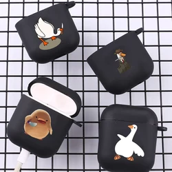 Cartoon Zweifel Ente mit Haken für Airpod Pro 3 Pro2 schwarz Schutzhülle Silikon hülle für Apple Airpods 2 1 Kopfhörer hüllen