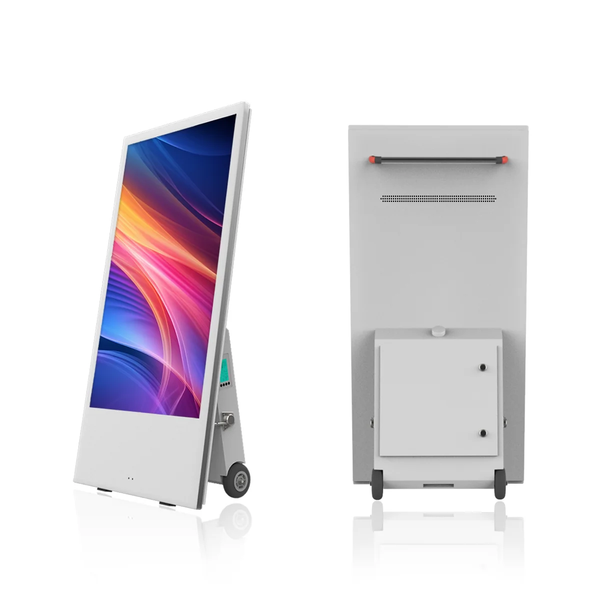 High Brightness Moveable Advertising Equipment Media Player Video Screen Floor Standing Outdoor 6mm Capacitive Battery Powered