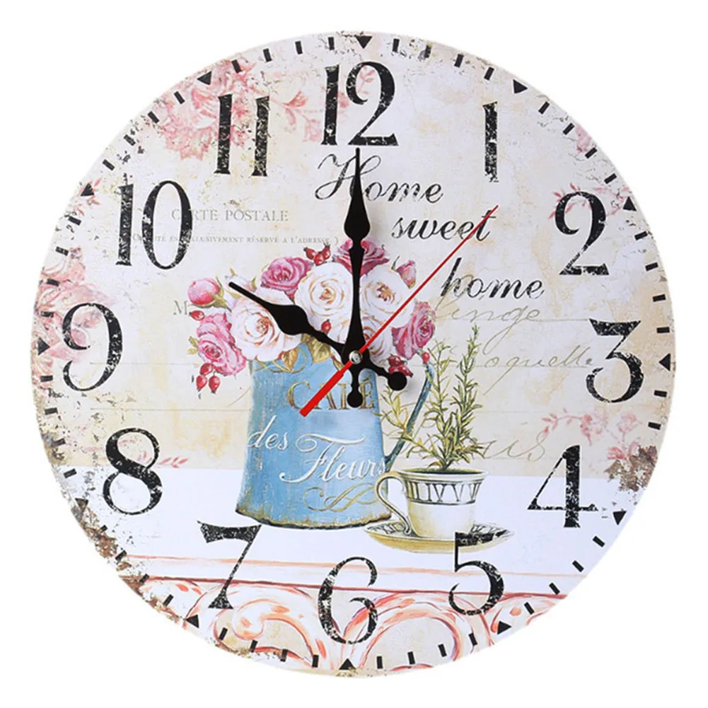 Enhance Your Decor  Vintage Wall Clock Round Silent Clocks  European Style Wooden Carfts Decoration  30cm/12in  Silent Mechanism