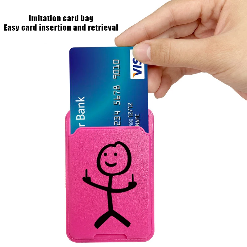 Cartoon Matchman Business Card Holder Universal Mobile Phone Back Card Bag For Men and Women Subway Bus Pass Cover Case