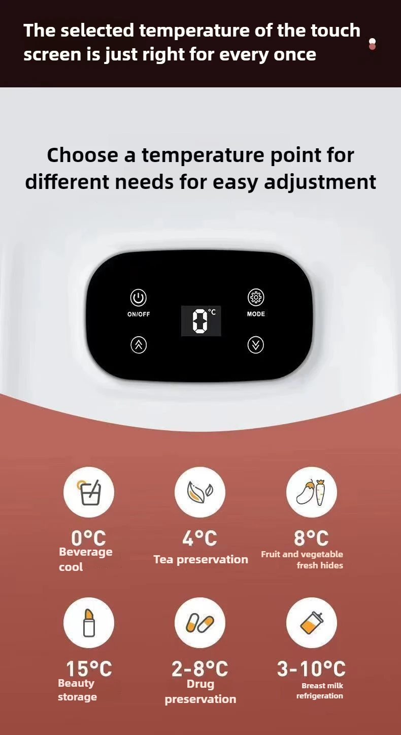 Frigorifero per auto da 10 litri, piccola refrigerazione a doppio scopo, scatola di riscaldamento e raffreddamento per cosmetici singoli con funzione display digitale