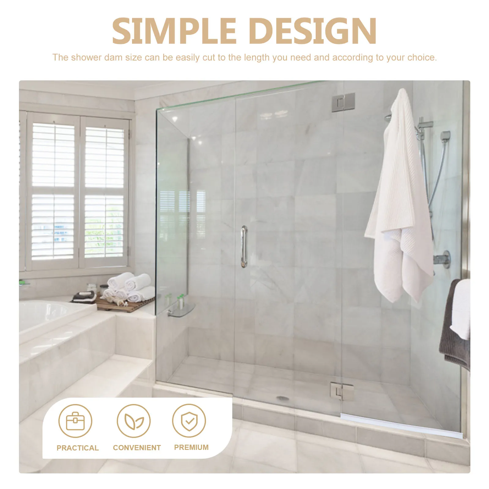 

Shower Splash Guard Water Dam Bathtub Tpe Material Collapsible Adhesive Waterproof Blocker For Bathroom Wet Dry Area