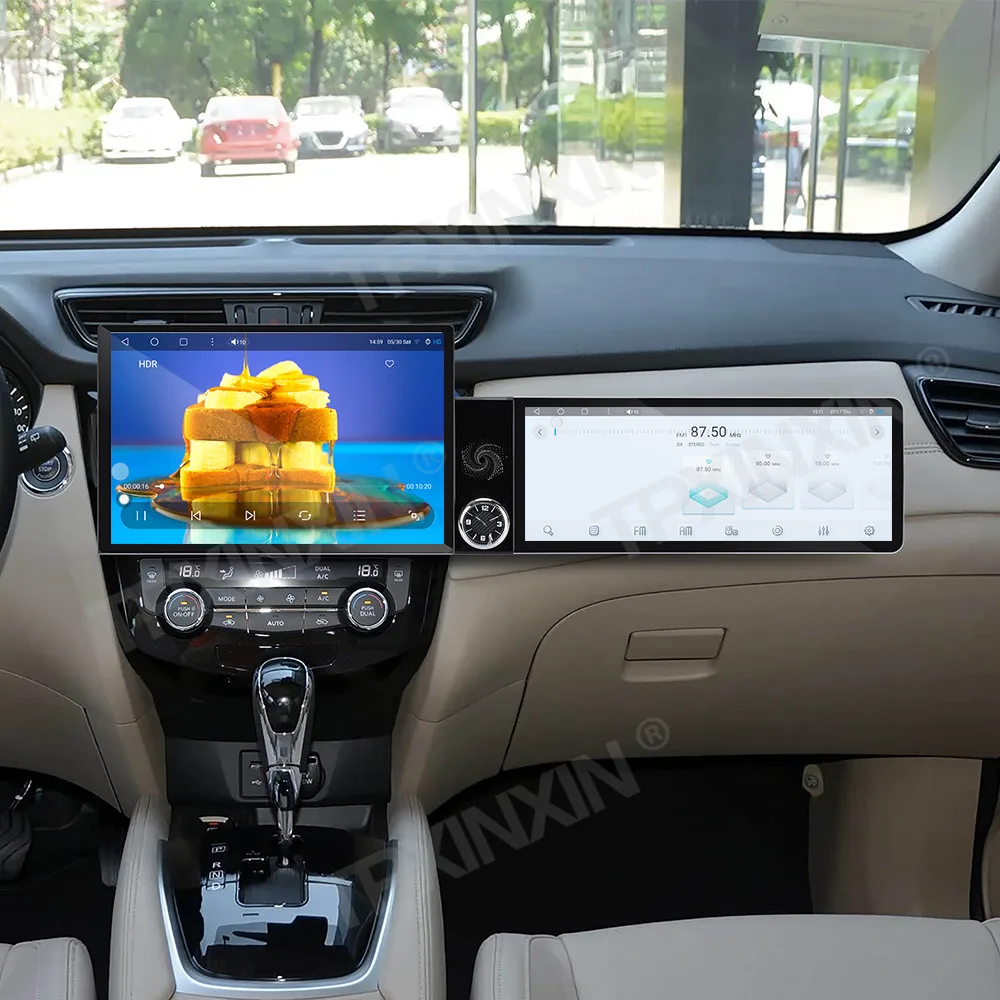 13.1+12.3 Inch Dual Screen For Nissan X-trail / Qashqai 2014-2020 Navigation GPS Android Auto Carplay Car Radio Passenger Screen