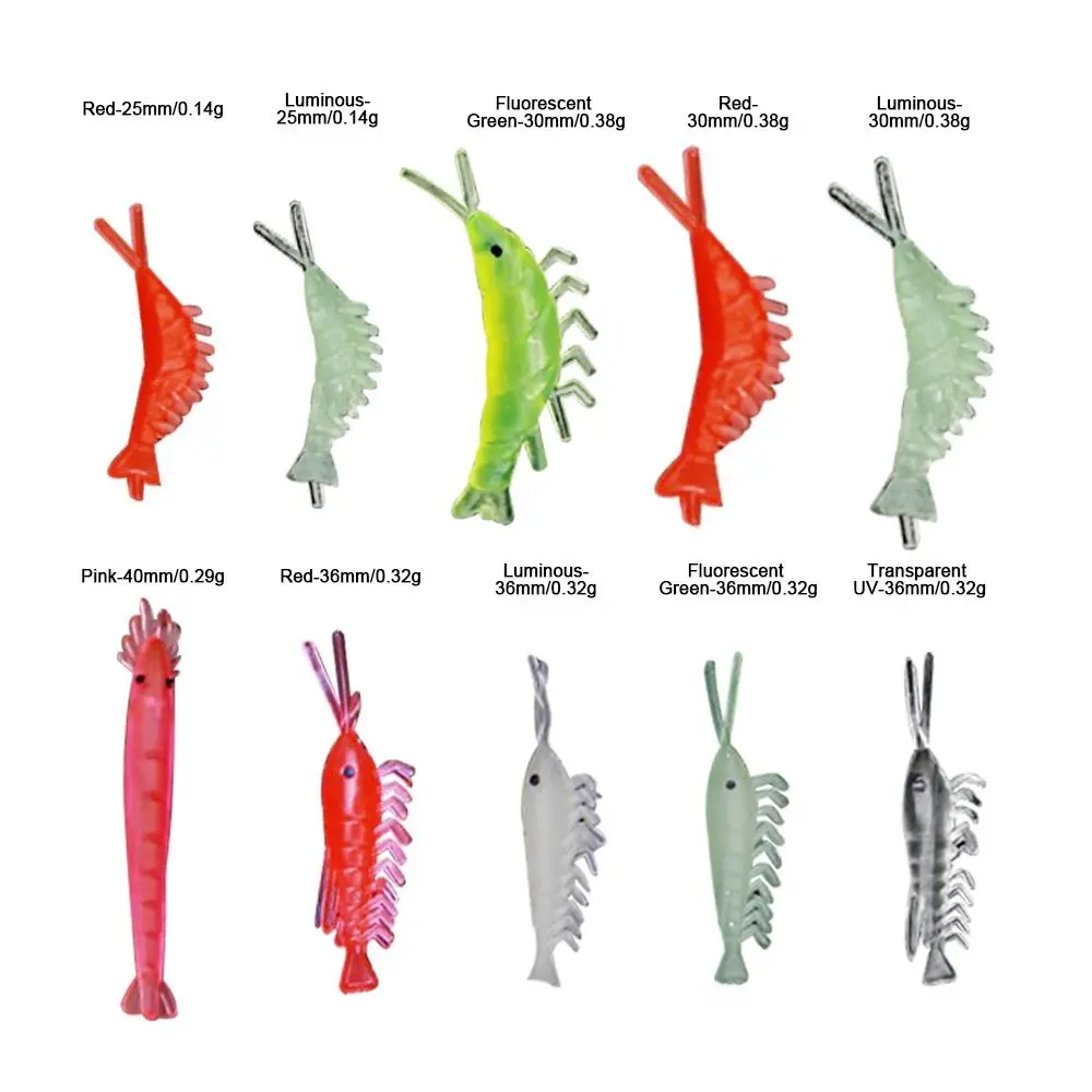 2025 25/30/36/40 مللي متر إغراء الطعم مضيئة لينة المطاط لينة الطعم noctilucent الحيوية ليلة ضوء الروبيان توهج في الظلام #6