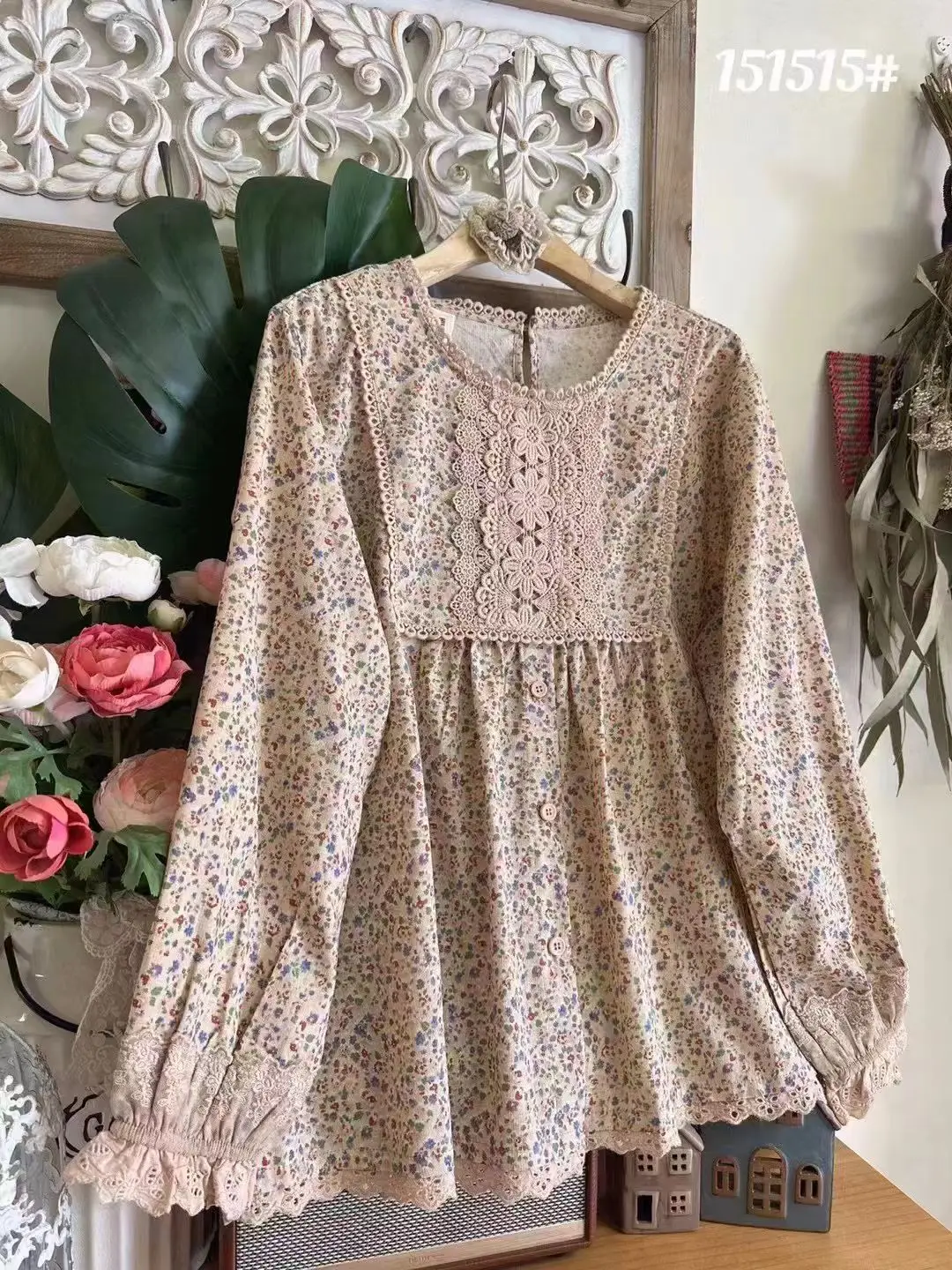 النساء موري كي الملابس خمر الأزهار طباعة التطريز تي شيرتات قطن ربيع الخريف س الرقبة طويلة الأكمام بلوزة فضفاضة غير رسمية القمم