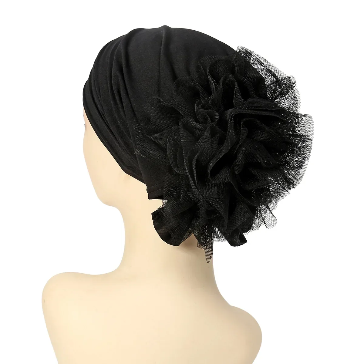 

New Mesh Flower Beanies Women Muslim Hijab Turban Bonnet Chemo Cap Hair Loss Headscarf Head Wrap Lace Up Headwear Turbante Mujer