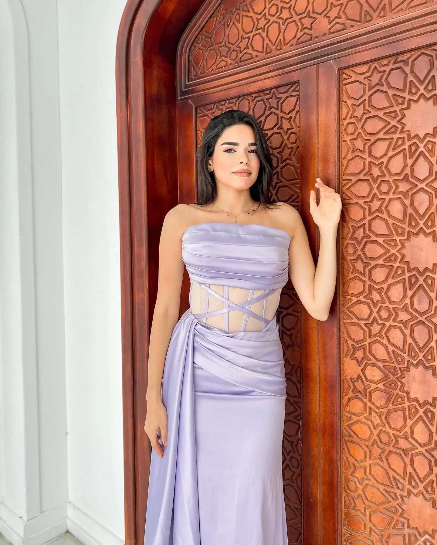 Jirocum-Robe de Soirée de Forme Sirène pour Femme, Tenue Sexy, Sans Bretelles, Violet, Plissée, à Plusieurs Niveaux, Fente Latérale, pour Occasions Formelles