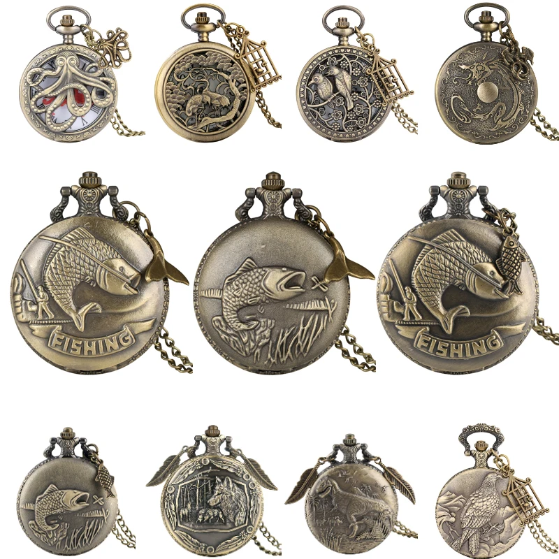 relogio-de-bolso-vintage-com-relevo-de-animais-movimento-de-quartzo-em-bronze-com-corrente-pingente-vintage-colecao-de-amuletos-de-peixe-folha-e-polvo