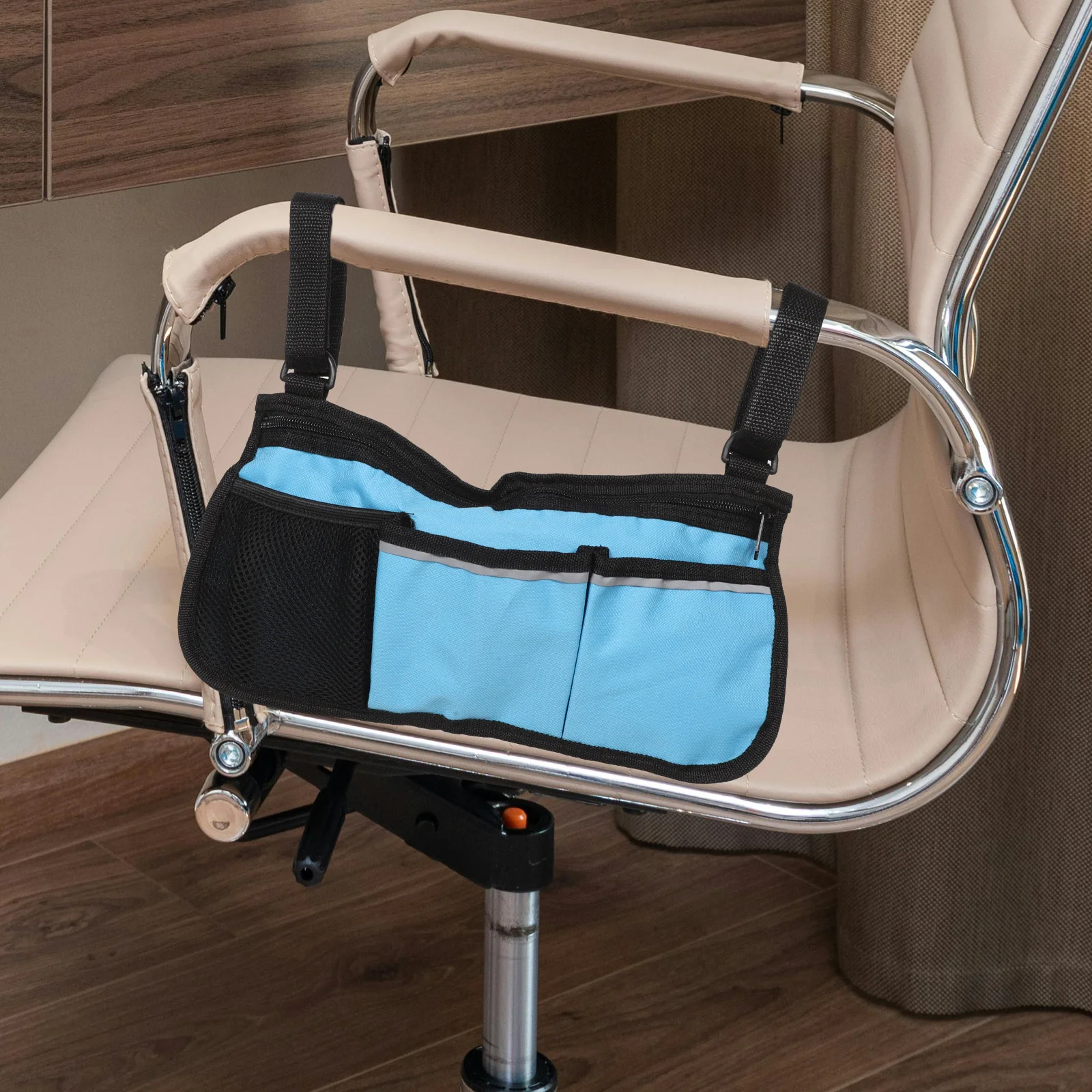 

Adjustable Wheelchair Armrest Pouch Durable Organizer Bag Easy Maintenance Storage for Wheelchairs Office Chairs Accessories