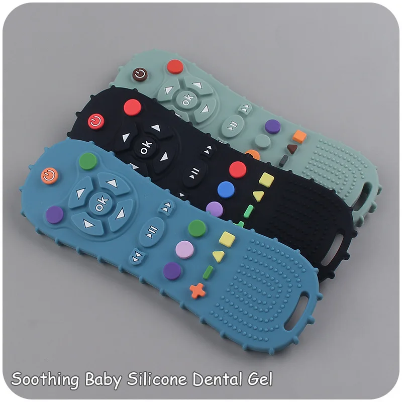 عضاضة للأطفال من السيليكون للتحكم عن بعد، عصا تسنين يدوية مضادة للأكل، ألعاب تسنين مهدئة كرتونية، لعبة تسنين معرفية