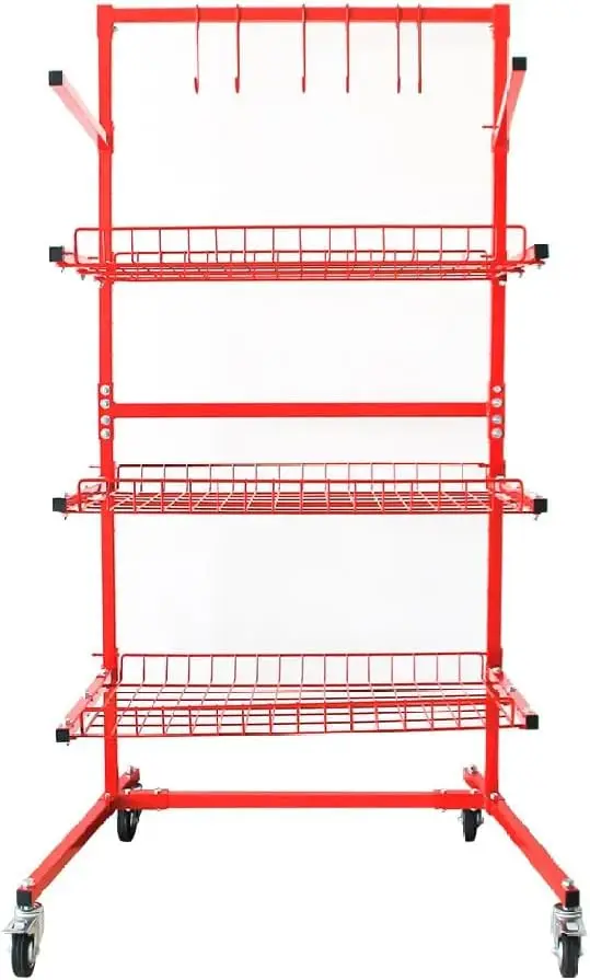 Parts Management Storage Cart, 3 Shelf Heavy Duty Storage Shelving Unit with Wheels, Metal Organizer Wire Rack, Shelves Workshop