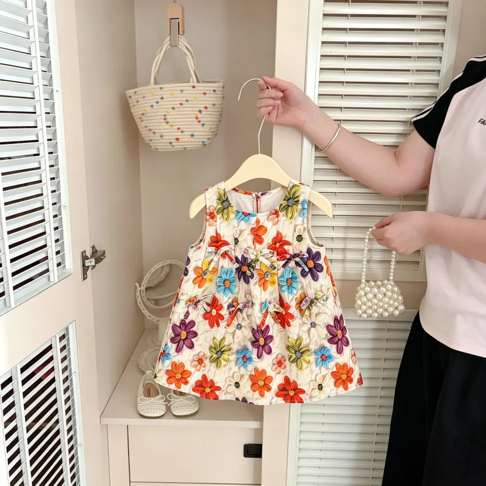 Baby Girls' Dress Summer Flower Cotton Cute Girls' Dress Sweet Beach Baby Dress Baby Girl Clothing ﻿