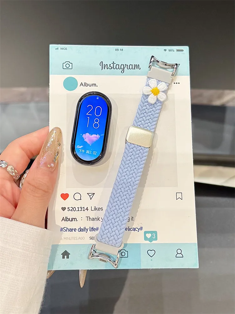 

Magnetic Braided Loop Band for Xiaomi Mi Band 10 9 8 Smartwatch Bracelet Girls Elastic Woven Nylon Strap for Mi Band 9 10 Correa
